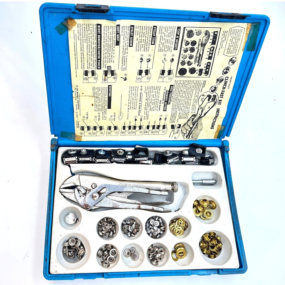 Time Saver Tool Corp Clinch-Fast Heavy Duty Grommet Snap Rivet Tool Kit Vintage
